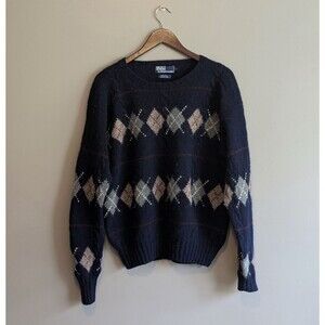 Polo Ralph Lauren Size Medium Wool Sweater For Craft Felting Project HOLES Blue